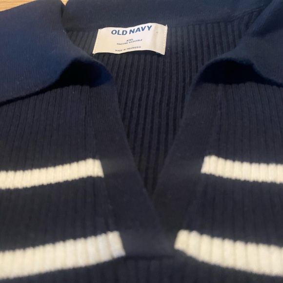 Old Navy Womens Cropped Sweater Vest Navy Stripe Size XXL Staple Preppy Coastal - Picture 10 of 10